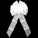 Sheer Wedding Bows - Wired White Chiffon Sheer Bows (2.5"ribbon~8"Wx16"L)