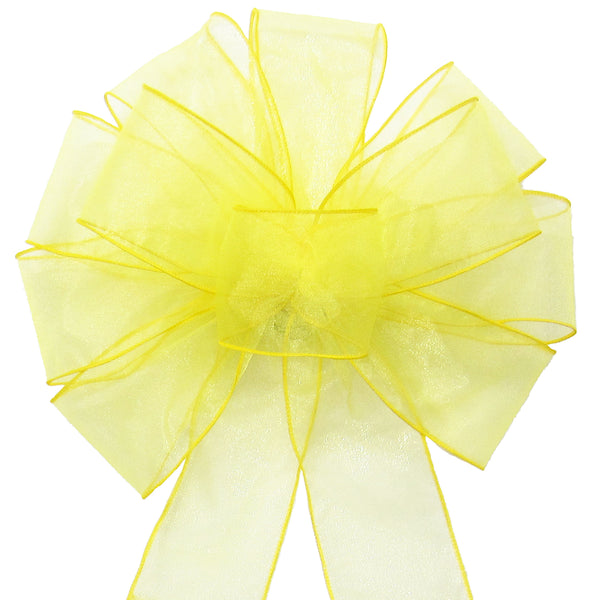 Wired Yellow Chiffon Sheer Bows (2.5"ribbon~10"Wx20"L)