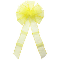 Wired Yellow Chiffon Sheer Bows (2.5"ribbon~10"Wx20"L)