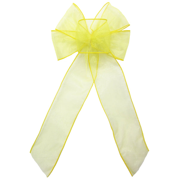 Wired Yellow Chiffon Sheer Bows (2.5"ribbon~6"Wx10"L)