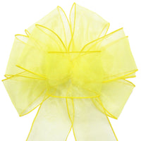 Wired Yellow Chiffon Sheer Bows (2.5"ribbon~8"Wx16"L)