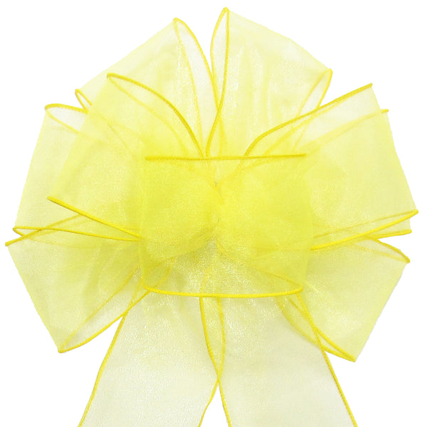 Wired Yellow Chiffon Sheer Bows (2.5"ribbon~8"Wx16"L)