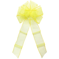 Wired Yellow Chiffon Sheer Bows (2.5"ribbon~8"Wx16"L)