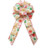 Christmas Bows - Wired Christmas Cookies & Candy Ivory Bow (2.5"ribbon~8"Wx16"L)