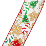 Wired Christmas Ribbon - Wired Christmas Cookies & Candy Ivory Ribbon (#40-2.5"Wx10Yards)