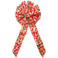 Christmas Bows - Wired Christmas Cookies & Candy Red Bow (2.5"ribbon~10"Wx20"L)