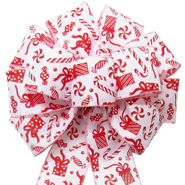 Wired Christmas Gifts & Candy Canes Bow (2.5"ribbon~10"Wx20"L)