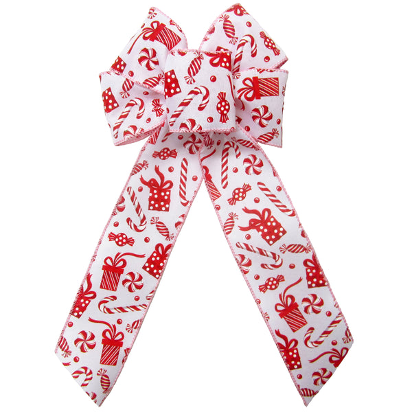 Wired Christmas Gifts & Candy Canes Bow (2.5"ribbon~6"Wx10"L)