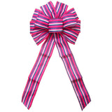 Wired Pink White Blue Denim Stripe Bow (2.5"ribbon~10"Wx20"L)