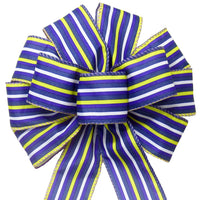 Wired Purple, Yellow & White Denim Stripes Bows (2.5"ribbon~10"Wx20"L)