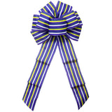 Wired Purple Yellow White Denim Stripe Bow (2.5"ribbon~8"Wx16"L)