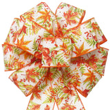 Wired Fall Leaves & Ferns Autumn Bows (2.5"ribbon~10"Wx20"L)