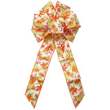 Wired Fall Leaves & Ferns Autumn Bows (2.5"ribbon~8"Wx16"L)