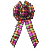 Fall Wreath Bows - Wired Shimmering Metallic Checks Fall Bows (2.5"ribbon~8"Wx16"L)