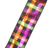 Elegant Fall Ribbon - Wired Shimmering Metallic Checks Fall Ribbon (#40-2.5"Wx10Yards)