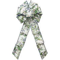 Wired Gilded Blueberry Pine Forest Bow (2.5"ribbon~8"Wx16"L)