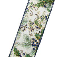 Wired Gilded Blueberry Pine Forest Ribbon (#40-2.5"Wx10Yards)