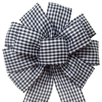 Gingham Check Black & White Bow (2.5"ribbon~10"Wx20"L)