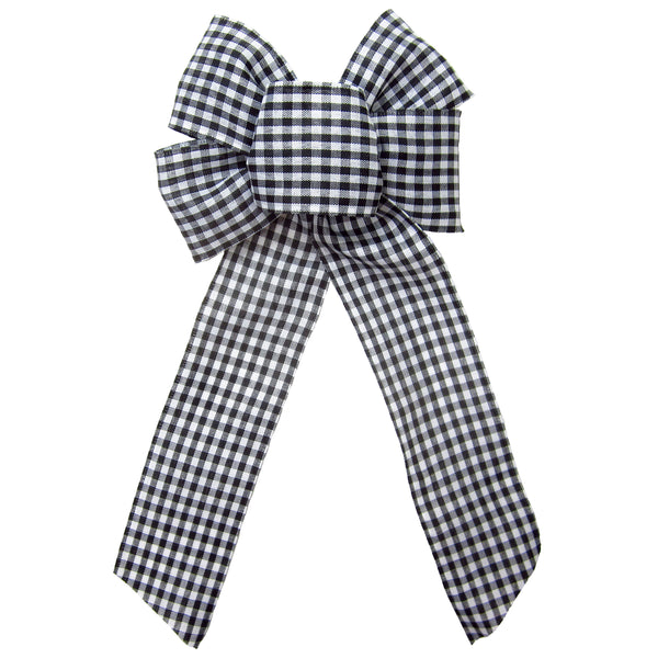 Gingham Check Black & White Bow (2.5"ribbon~6"Wx10"L)