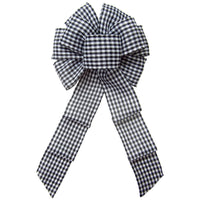 Gingham Check Black & White Bow (2.5"ribbon~8"Wx16"L)