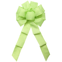 Gingham Check Lime Green & White Bow (2.5"ribbon~10"Wx20"L)