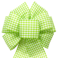 Gingham Check Lime Green & White Bow (2.5"ribbon~8"Wx16"L)