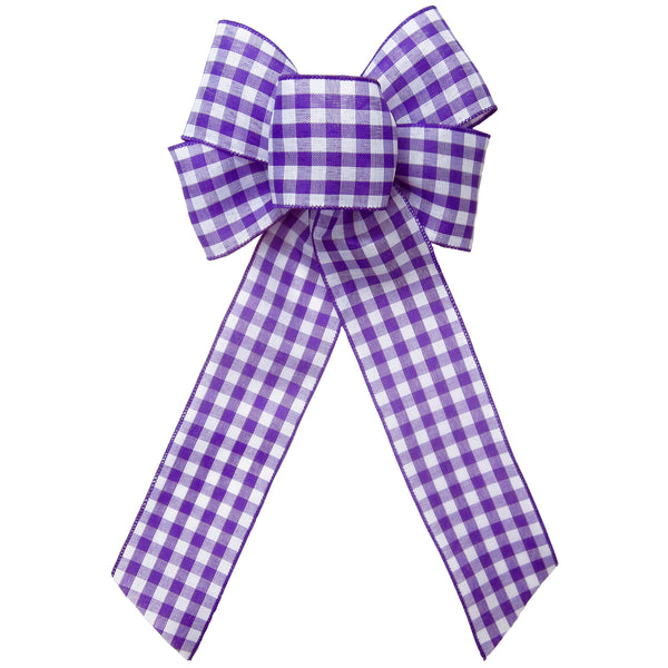 Gingham Check Purple Bow (2.5"ribbon~6"Wx10"L)