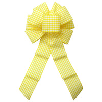 Gingham Check Yellow & White Bow (2.5"ribbon~8"Wx16"L)