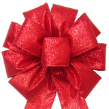 Wired Glittering Dots Red Bow (2.5"ribbon~10"Wx20"L)