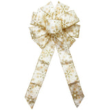 Golden Snowflake Bow - Wired Gold Glittering Snowflakes Bow (2.5"ribbon~10"Wx20"L)