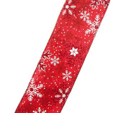 Snowflake Ribbon - Wired Red Glittering Snowflakes Ribbon (#40-2.5"Wx10Yards)