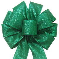 Wired Emerald Green Glittering Sparkle Bow (2.5"ribbon~10"Wx20"L)