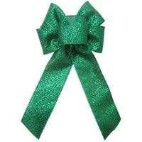 Wired Emerald Green Glittering Sparkle Bow (2.5"ribbon~6"Wx10"L)