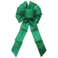 Wired Emerald Green Glittering Sparkle Bow (2.5"ribbon~8"Wx16"L)