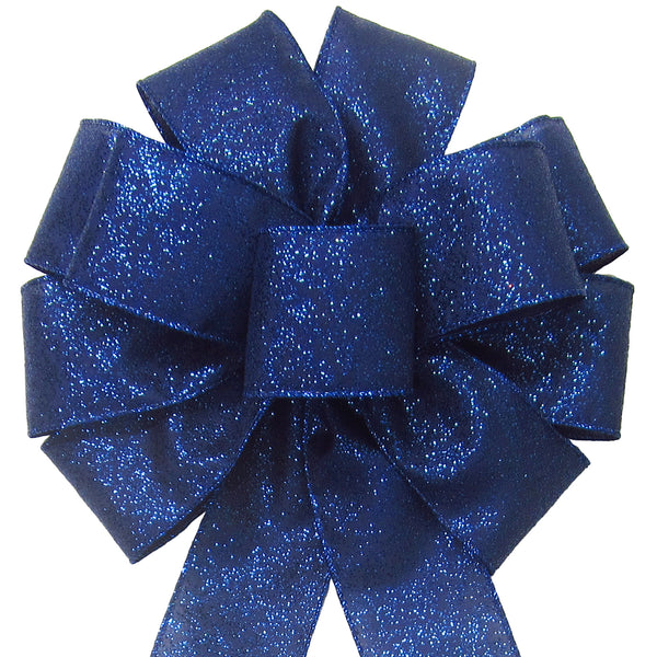 Wired Navy Blue Glittering Sparkle Bow (2.5"ribbon~10"Wx20"L)