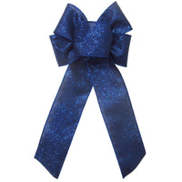 Wired Navy Blue Glittering Sparkle Bow (2.5"ribbon~6"Wx10"L)