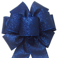 Wired Navy Blue Glittering Sparkle Bow (2.5"ribbon~8"Wx16"L)