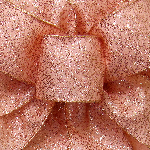 Wired Rose Gold Glittering Sparkle Holiday Ribbon (#40-2.5"Wx10Yards)