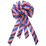 Patriotic Bows - Wired Glittering Stars & Stripes Bows (2.5"ribbon~14"Wx24"L)