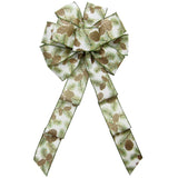 Wired Golden Forest Pinecones Bow (2.5"ribbon~10"Wx20"L)