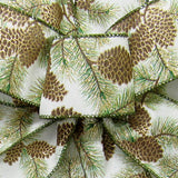 Wired Golden Forest Pinecones Ribbon (#40-2.5"Wx10Yards)