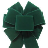 Wired Indoor Outdoor Green Velvet Bow (2.5"ribbon~8"Wx16"L)