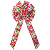 Cartoon Wreath Bows - Wired Green Monster Hand Ornament Christmas Bow (2.5"ribbon~10"Wx20"L)