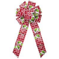 Christmas Bows - Wired Green Monster Hand Ornament Christmas Bow (2.5"ribbon~8"Wx16"L)