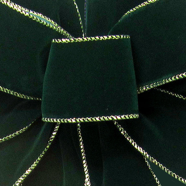 Wired Indoor Outdoor Green/Gold Velvet Ribbon (#40-2.5"Wx10Yards)