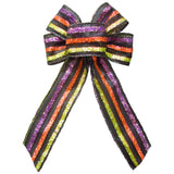 Halloween Bows - Wired Halloween Color Stripes Bow (1.5"ribbon~4"Wx8"L) 2Pack