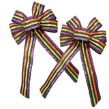 Small Halloween Bows - Wired Halloween Color Stripes Bow (1.5"ribbon~6"Wx10"L) 2Pack