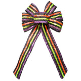 Halloween Bows - Wired Halloween Color Stripes Bow (1.5"ribbon~6"Wx10"L) 2Pack