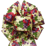 Fall Fruit Bows - Wired Harvest Purple Grapes Bows (2.5"ribbon~8"Wx16"L)