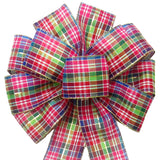 Wired Holiday Party Plaid Bow (2.5"ribbon~10"Wx20"L)